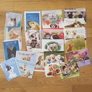 Lot of 23 Birthday Greeting Cards Dogs Cats New